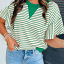  HIDDEN GEMS | Sweet Summer Stripe Ruffle Sleeve Top
