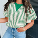  HIDDEN GEMS | Sweet Summer Stripe Ruffle Sleeve Top