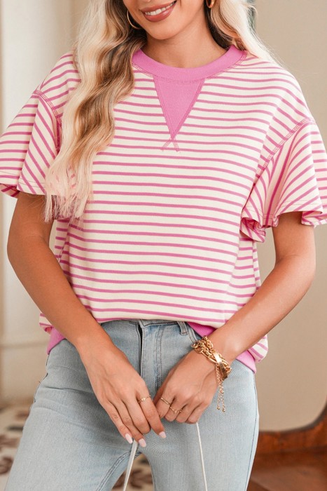 HIDDEN GEMS | Sweet Summer Stripe Ruffle Sleeve Top