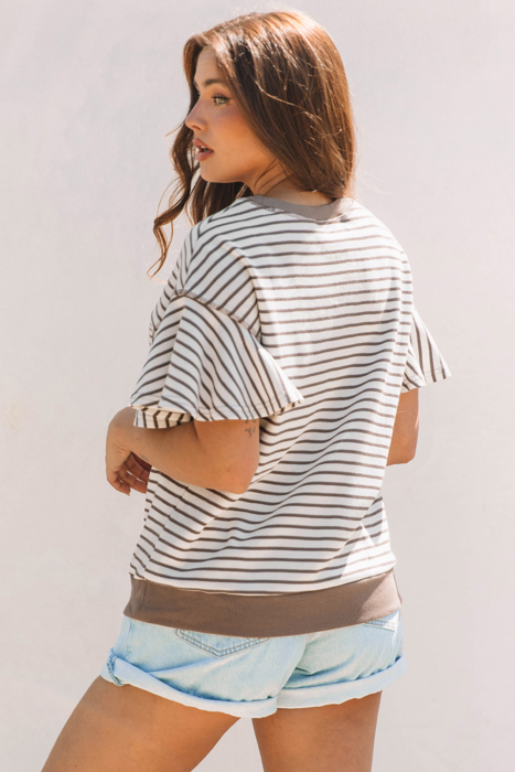 HIDDEN GEMS | Sweet Summer Stripe Ruffle Sleeve Top