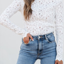  HIDDEN GEMS Floral Lace Mock Neck Top