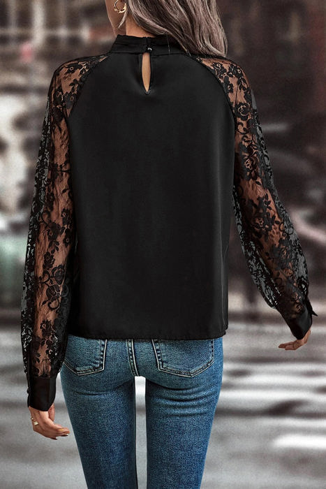 HIDDEN GEMS Sultry Floral Lace Blouse