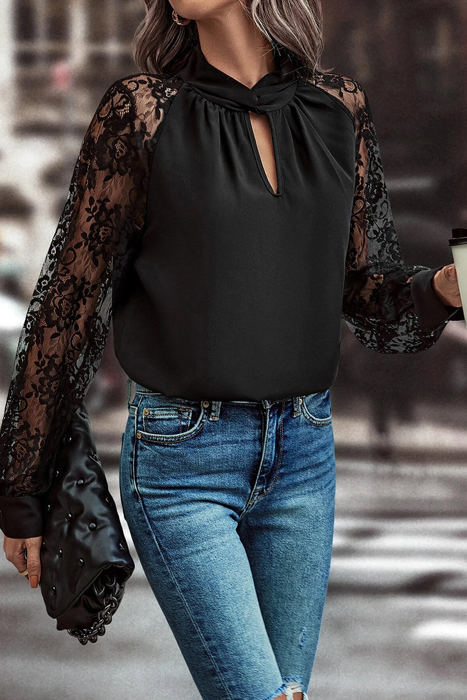 HIDDEN GEMS Sultry Floral Lace Blouse