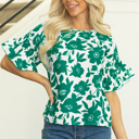  HIDDEN GEMS Vibrant Floral Loose Blouse