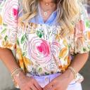  HIDDEN GEMS Artsy Floral Ruffle Top