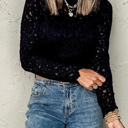  HIDDEN GEMS Floral Lace Mock Neck Top