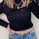  HIDDEN GEMS Floral Lace Mock Neck Top