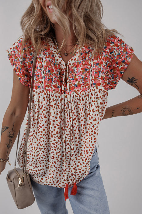 HIDDEN GEMS | Trendy Embroidered Dotted Blouse