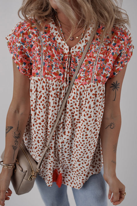 HIDDEN GEMS | Trendy Embroidered Dotted Blouse