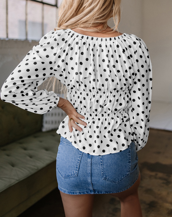 HIDDEN GEMS | Whimsical Polka Dot Peplum Top