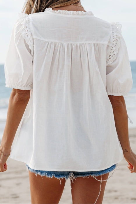 HIDDEN GEMS | Breezy Embroidered Eyelet Blouse