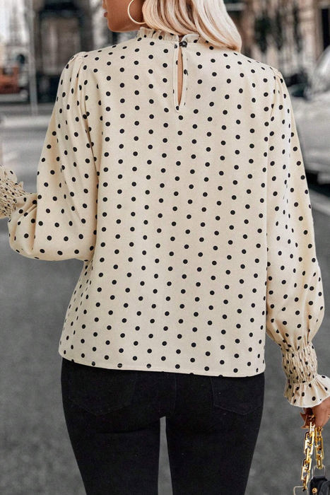 HIDDEN GEMS Ruffle Polka Dot Blouse