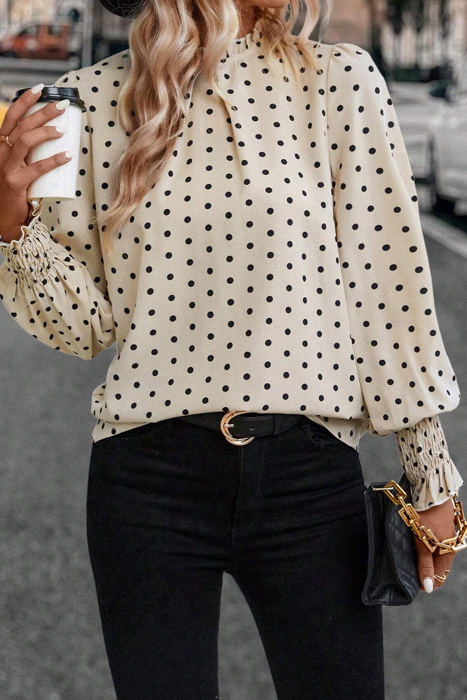 HIDDEN GEMS Ruffle Polka Dot Blouse