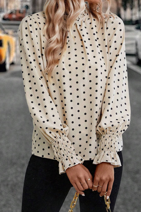 HIDDEN GEMS Ruffle Polka Dot Blouse