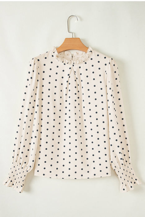 HIDDEN GEMS Ruffle Polka Dot Blouse