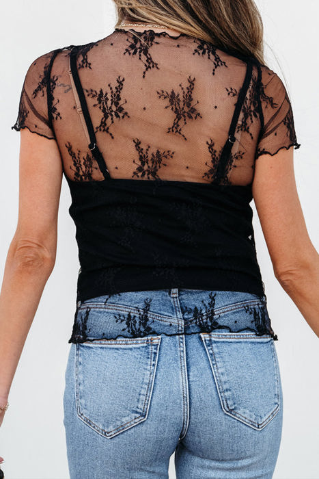 HIDDEN GEMS | Flirty Floral Mesh Blouse