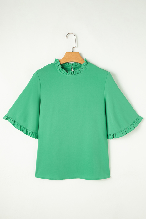 HIDDEN GEMS Ruffle Bell Sleeve Top