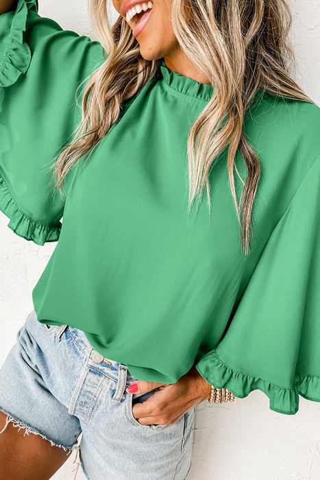 HIDDEN GEMS Ruffle Bell Sleeve Top