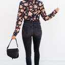  HIDDEN GEMS Floral Mesh Fitted Top