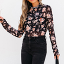  HIDDEN GEMS Floral Mesh Fitted Top
