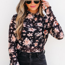  HIDDEN GEMS Floral Mesh Fitted Top