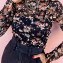  HIDDEN GEMS Romantic Floral Mesh Top