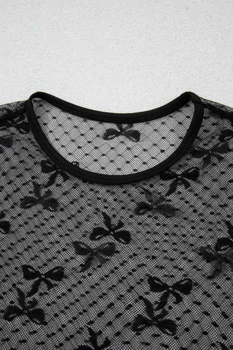 HIDDEN GEMS | Chic Bow Dotted Mesh Top