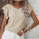 Beige Small HIDDEN GEMS | Classic Chic Ruffle Sleeve Blouse