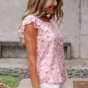  Sweetheart Floral Ruffled Top