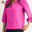  HIDDEN GEMS | Frilled V-Neck 3/4 Sleeve Blouse