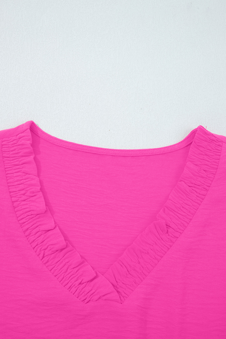 HIDDEN GEMS | Frilled V-Neck 3/4 Sleeve Blouse
