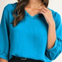  HIDDEN GEMS | Frilled V-Neck 3/4 Sleeve Blouse