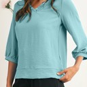  HIDDEN GEMS | Frilled V-Neck 3/4 Sleeve Blouse