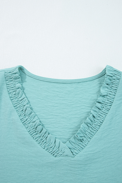 HIDDEN GEMS | Frilled V-Neck 3/4 Sleeve Blouse