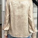  HIDDEN GEMS | Metallic Smocked Long Sleeve Blouse