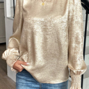  HIDDEN GEMS | Metallic Smocked Long Sleeve Blouse
