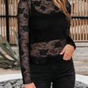  HIDDEN GEMS | Floral Lace Sheer Mesh Long Sleeve Top