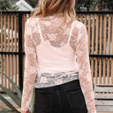  HIDDEN GEMS | Floral Lace Sheer Mesh Long Sleeve Top