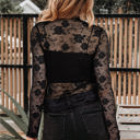  HIDDEN GEMS | Floral Lace Sheer Mesh Long Sleeve Top