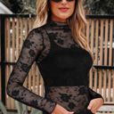 HIDDEN GEMS | Floral Lace Sheer Mesh Long Sleeve Top