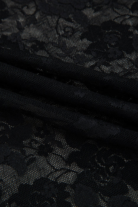 HIDDEN GEMS | Floral Lace Sheer Mesh Long Sleeve Top