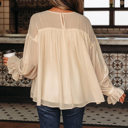  HIDDEN GEMS | Chiffon Pleated Ruffle Long Sleeve Blouse