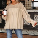  HIDDEN GEMS | Chiffon Pleated Ruffle Long Sleeve Blouse