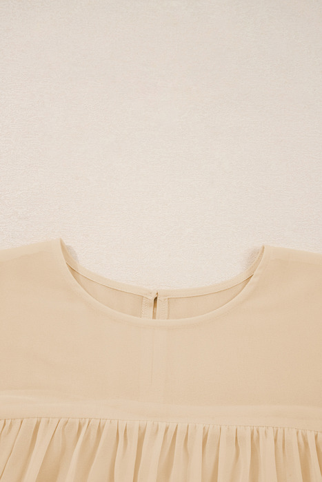 HIDDEN GEMS | Chiffon Pleated Ruffle Long Sleeve Blouse