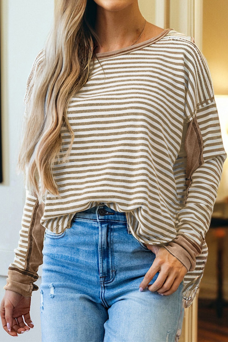 HIDDEN GEMS | Stripe Patchwork Long Sleeve Top