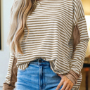  HIDDEN GEMS | Stripe Patchwork Long Sleeve Top