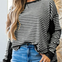  HIDDEN GEMS | Stripe Patchwork Long Sleeve Top
