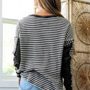  HIDDEN GEMS | Stripe Patchwork Long Sleeve Top