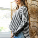  HIDDEN GEMS | Stripe Patchwork Long Sleeve Top