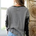  HIDDEN GEMS | Stripe Patchwork Long Sleeve Top